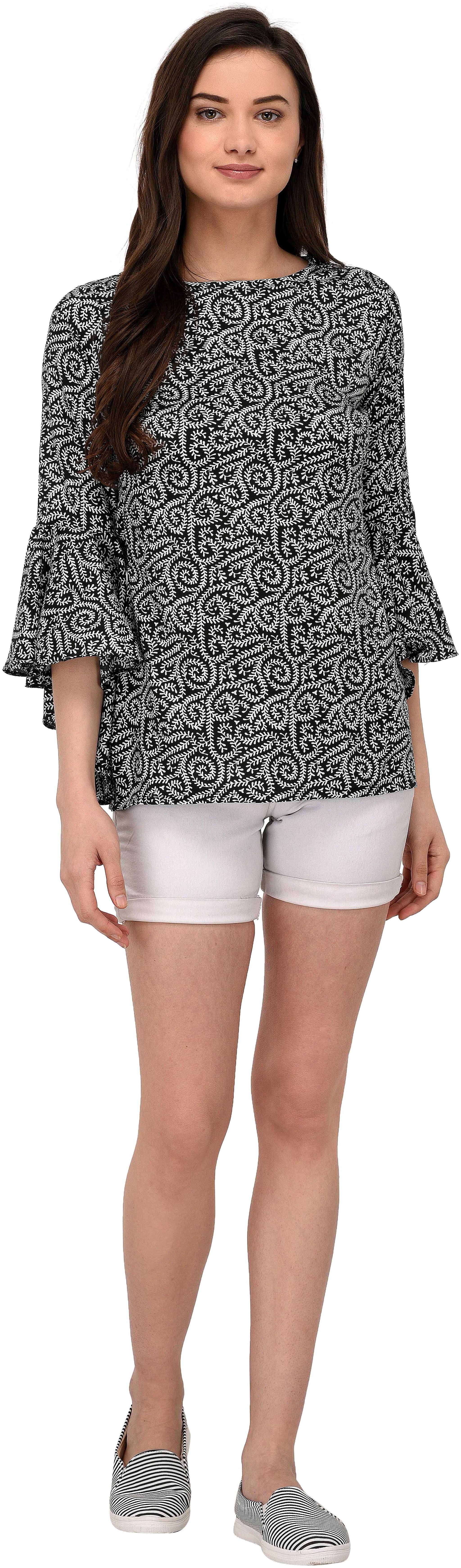 

Glampunch Women Printed Regular top - Black