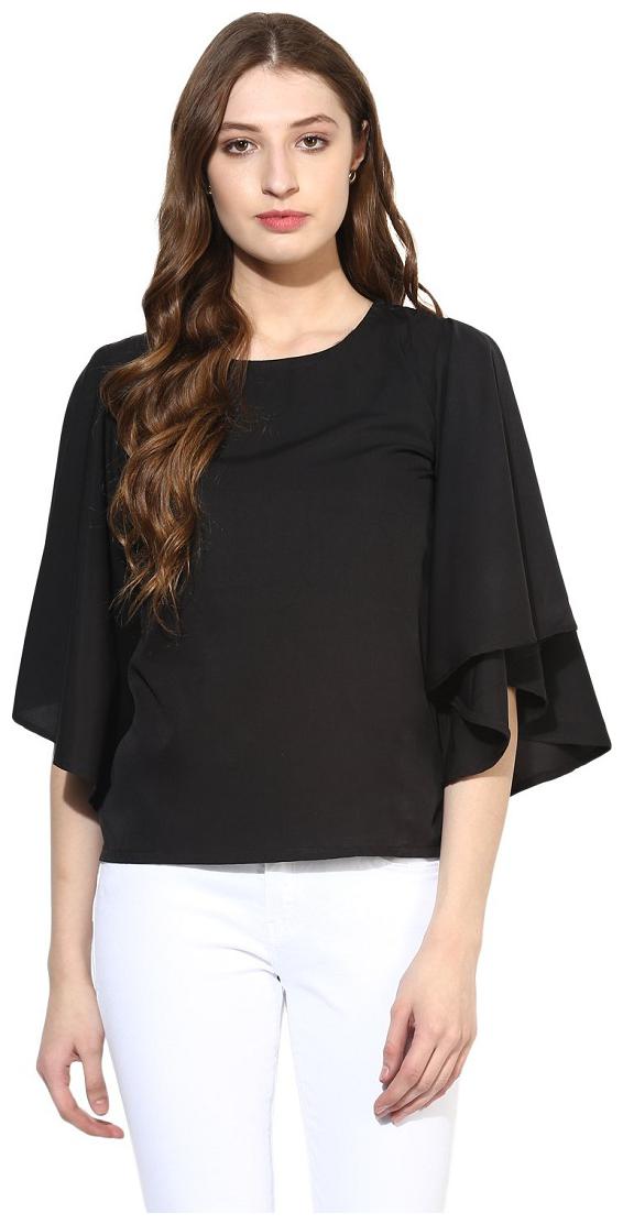

Glampunch Women Solid Regular top - Black