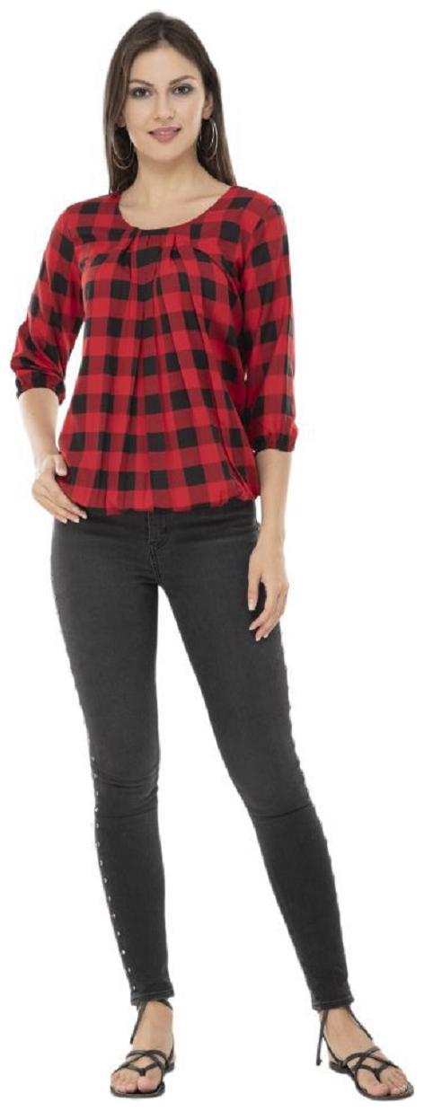 

Glampunch Women Checked Regular top - Red
