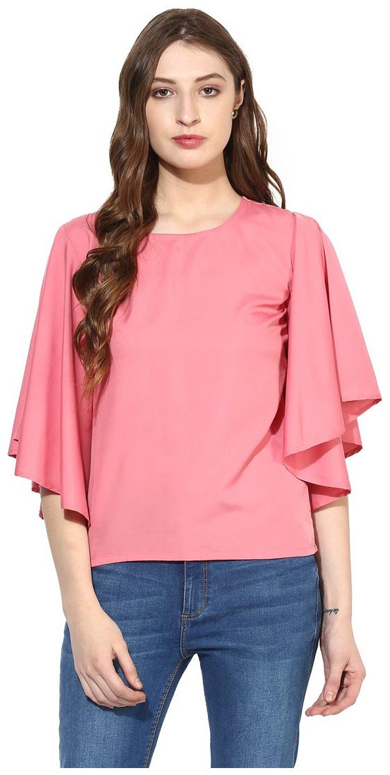 

Glampunch Women Solid Regular top - Pink