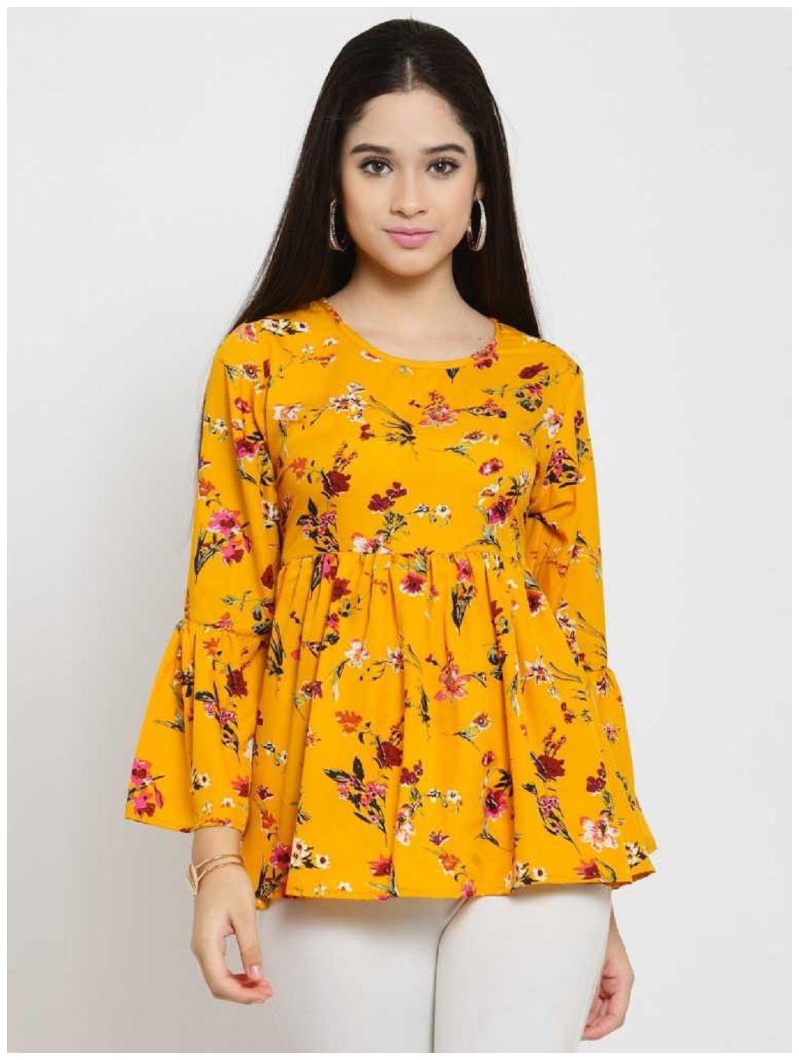 

Glampunch Women Floral Regular top - Yellow