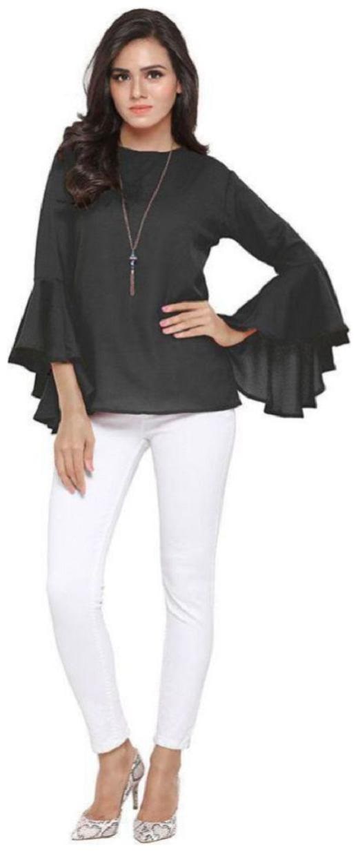 

Glampunch Women Solid Regular top - Black