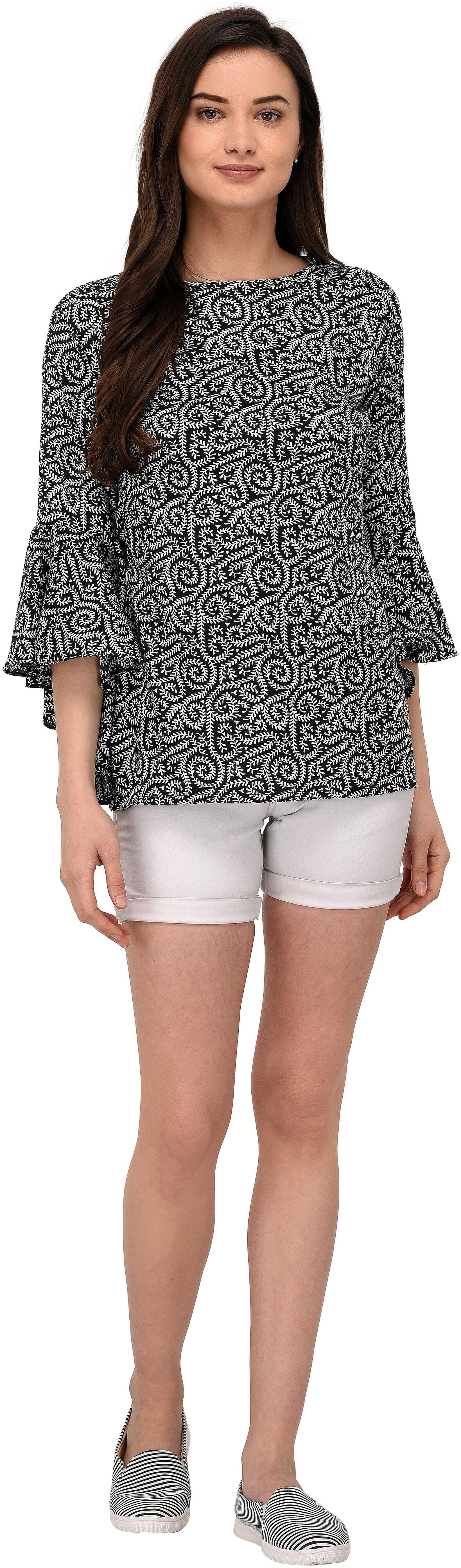 

Glampunch Women Printed Regular top - Black