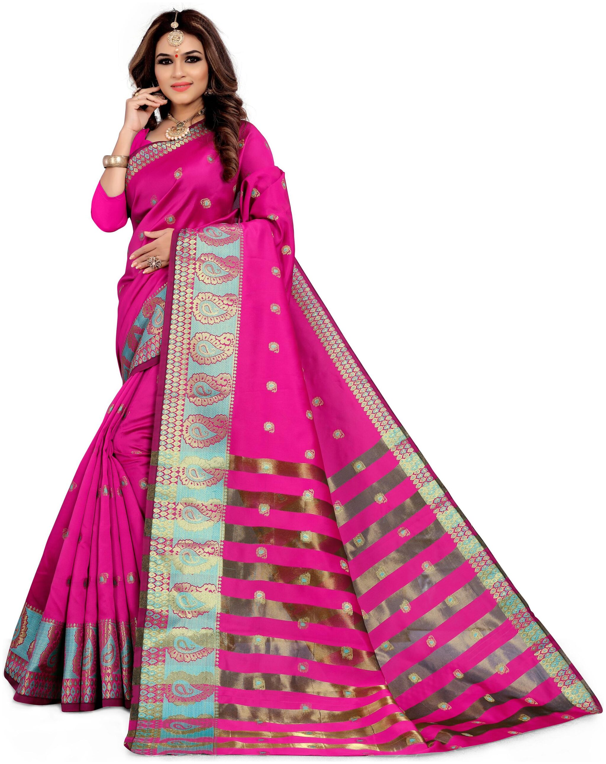 

GLAMRACK Silk Festive Regular Saree Pink