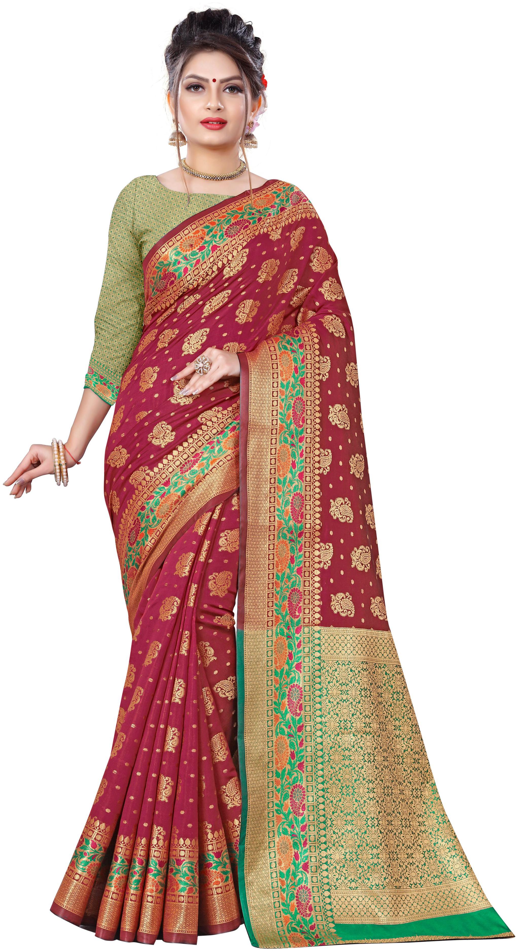 

GLAMRACK Women Silk Saree Maroon