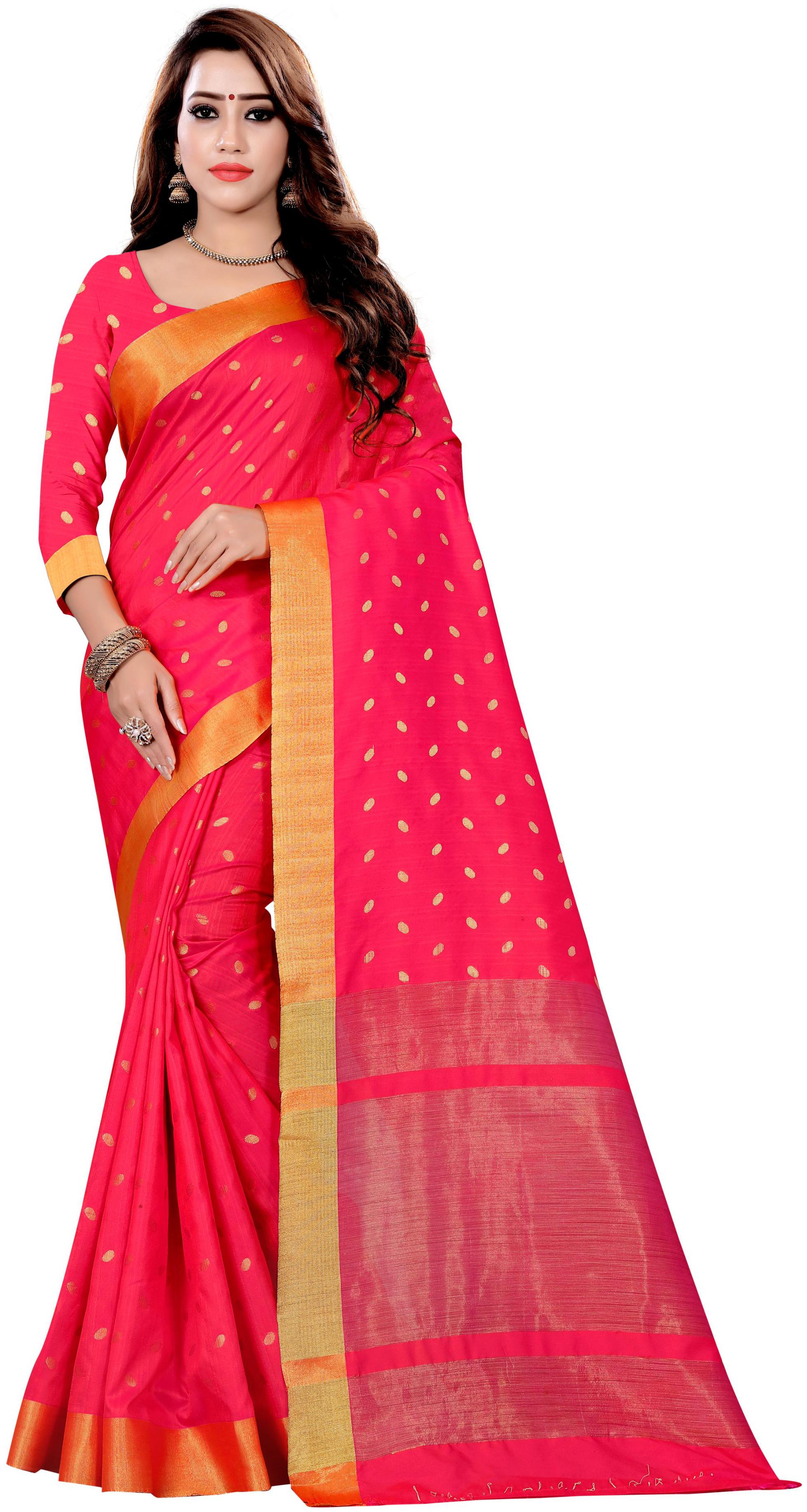 

GLAMRACK Women Cotton Saree Pink