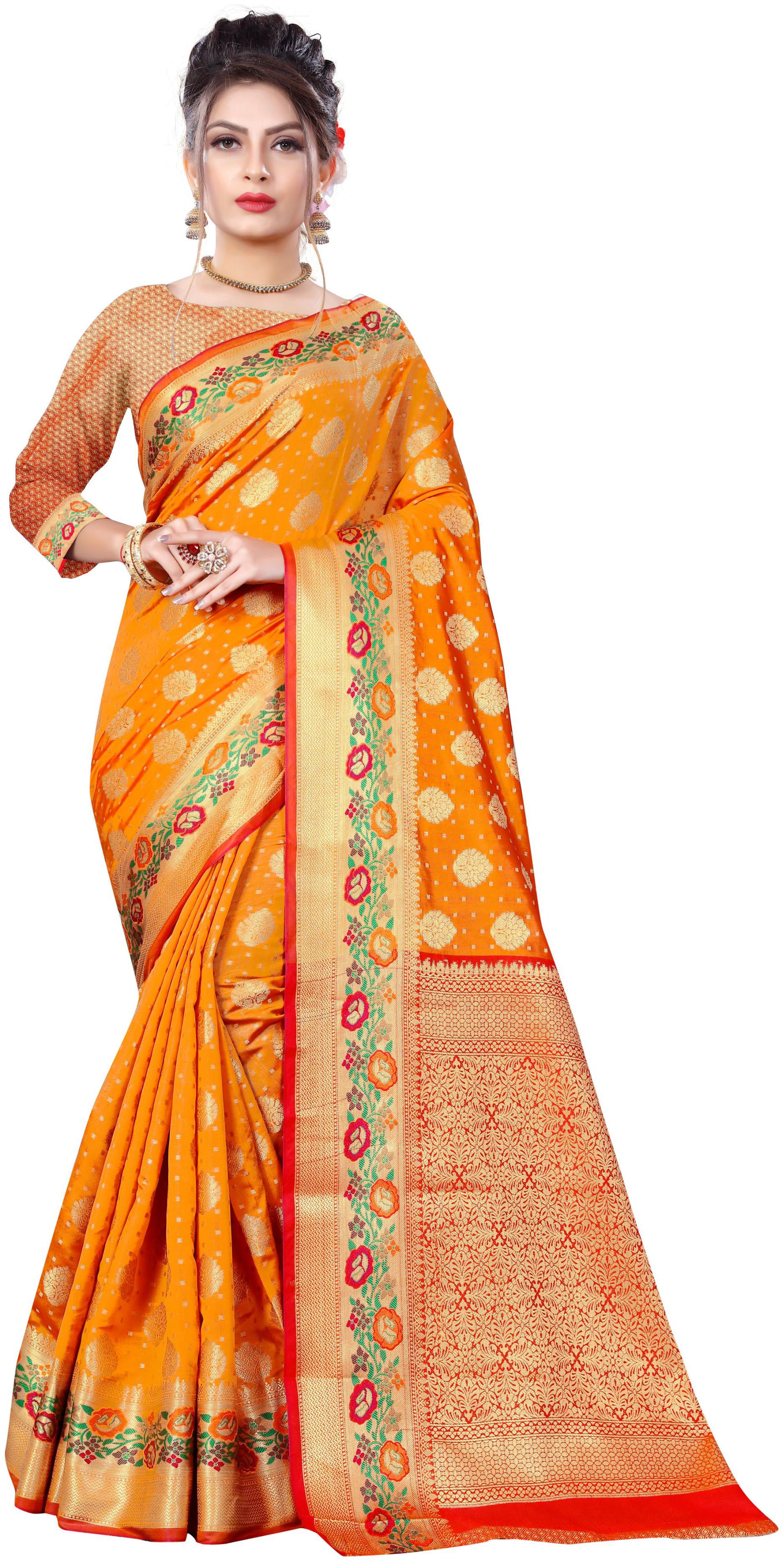 

GLAMRACK Women Silk Saree Yellow