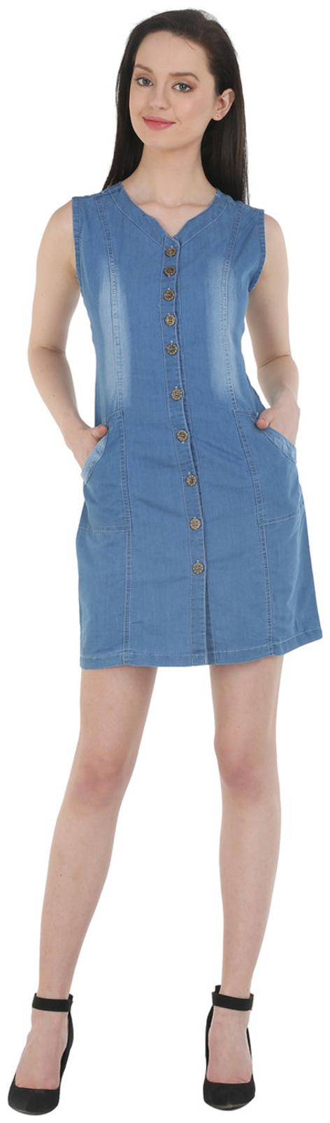 

Glassiano Denim Washed Light Blue Midi for Girls