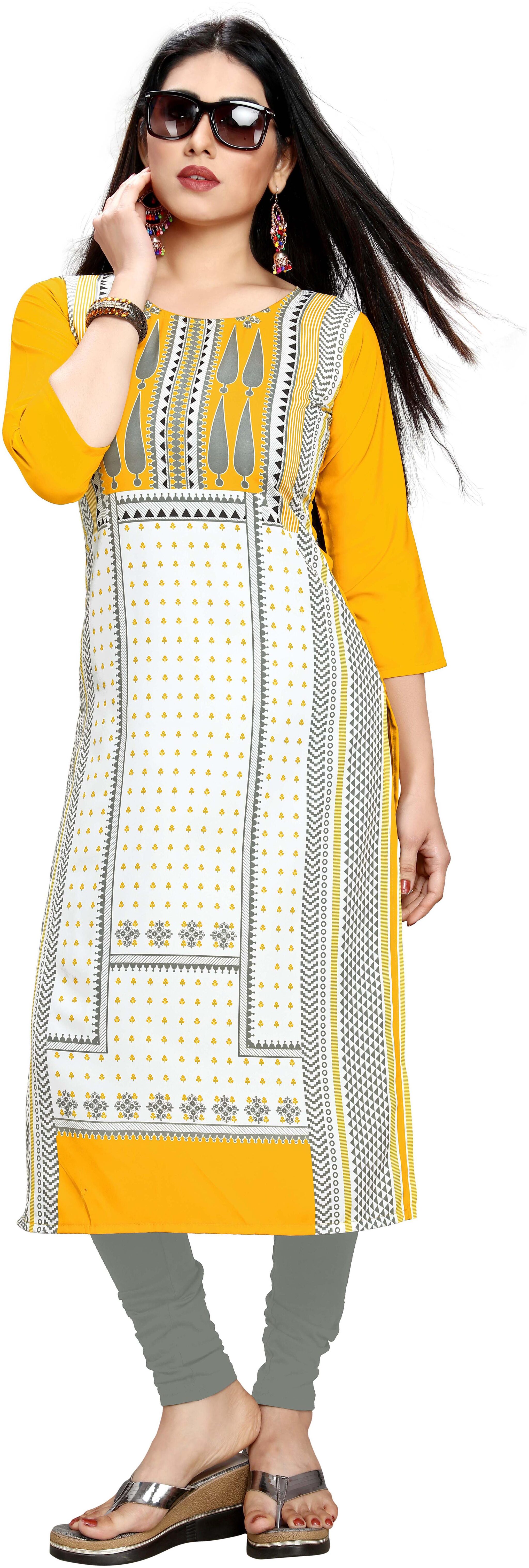 

Globon Impex Womens Stylish Crepe Straight Kurta (Multi)