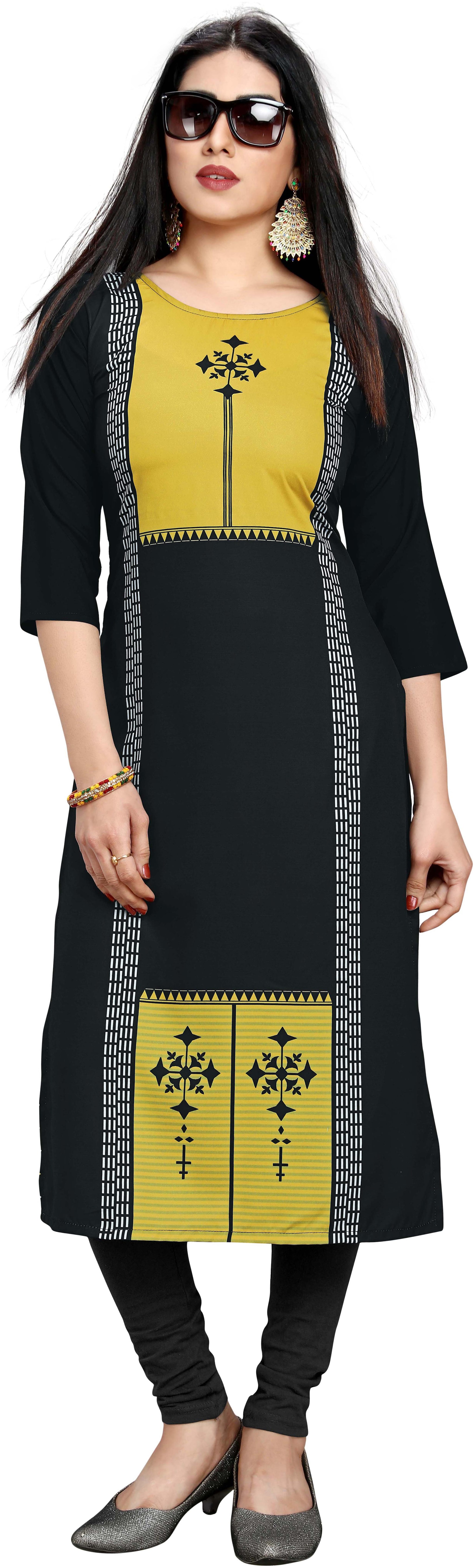 

Globon Impex Women s Stylish New Trending Digital Printed Crepe Stright Kurti Multi