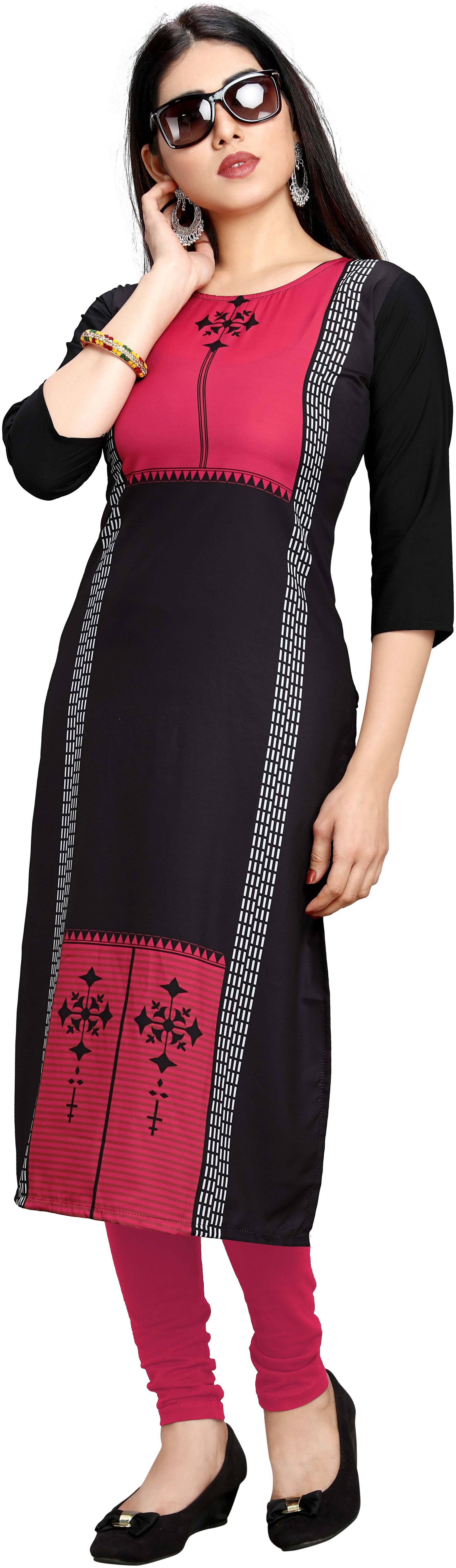 

Globon Impex Women s Stylish New Trending Digital Printed Crepe Stright Kurti Multi