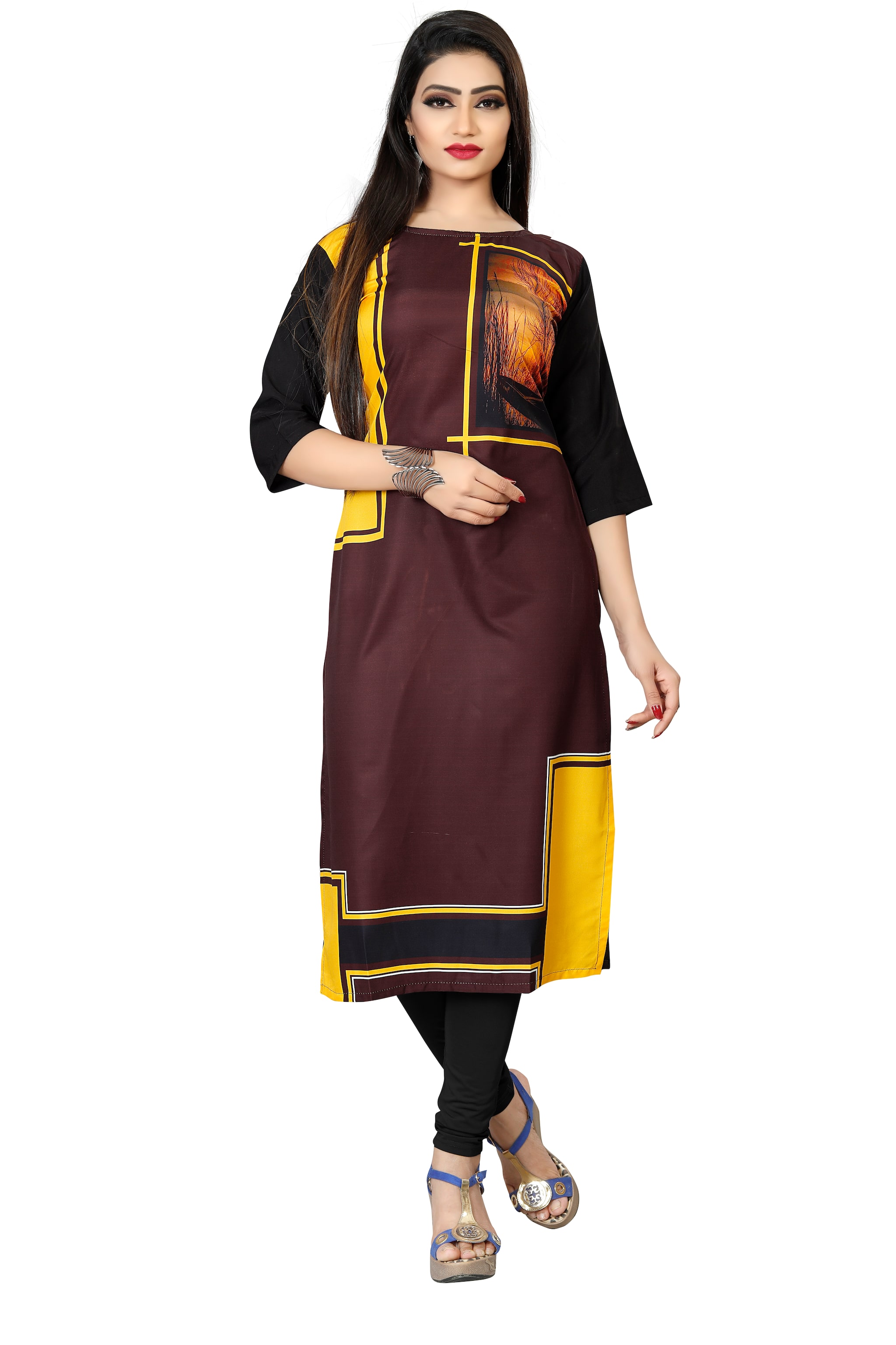 

GLOBON IMPEX Women Multi Colorblocked Straight Kurti