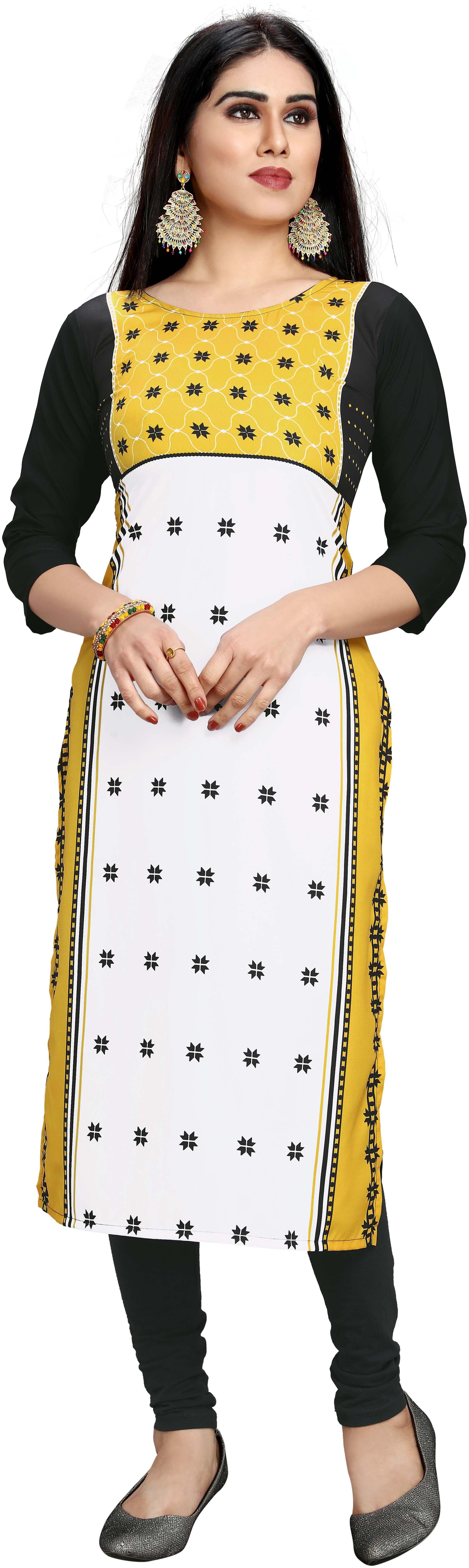 

Globon Impex Women s Stylish New Trending Digital Printed Crepe Stright Kurti Multi