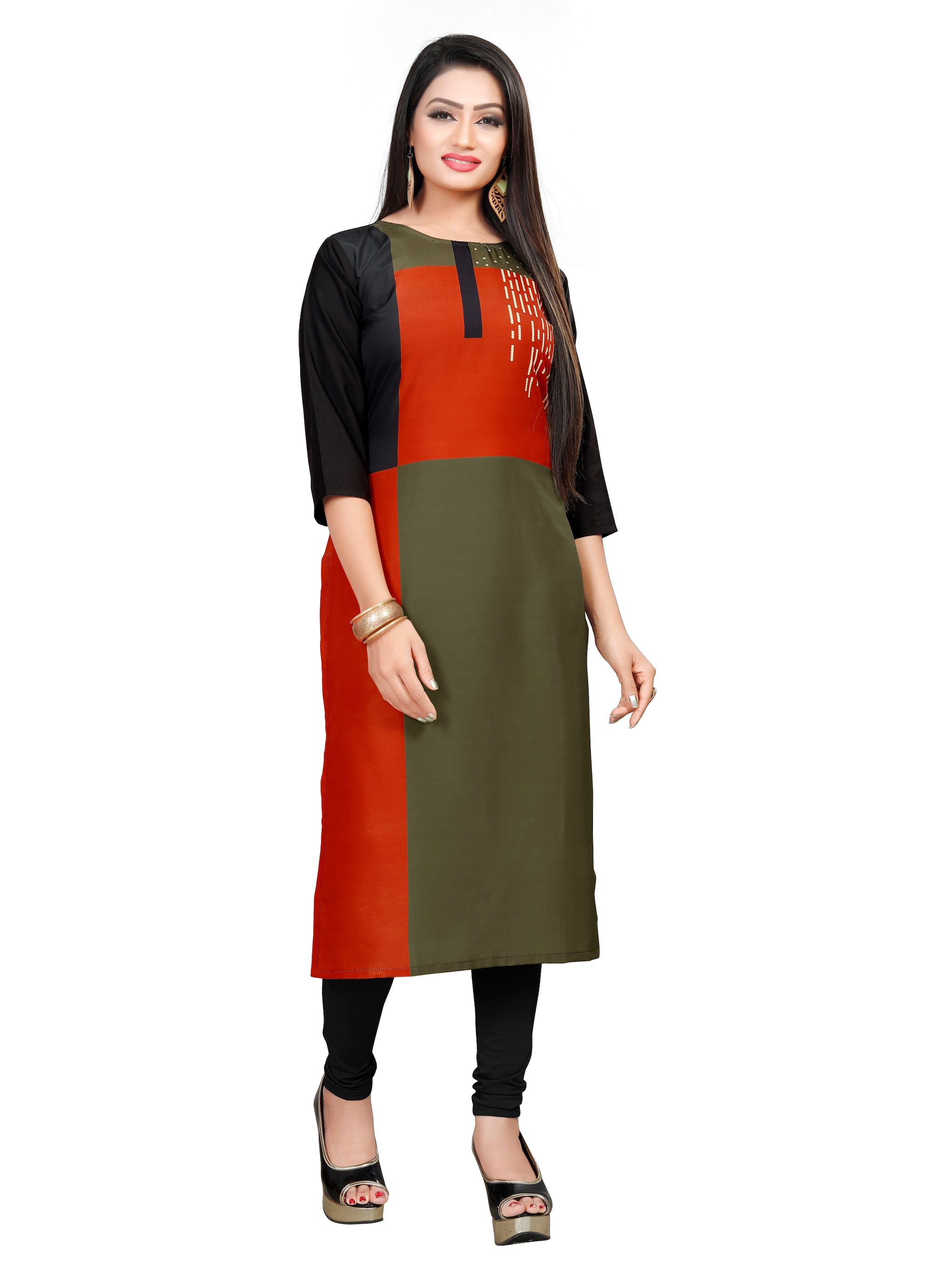 

GLOBON IMPEX Women Multi Colorblocked Straight Kurti