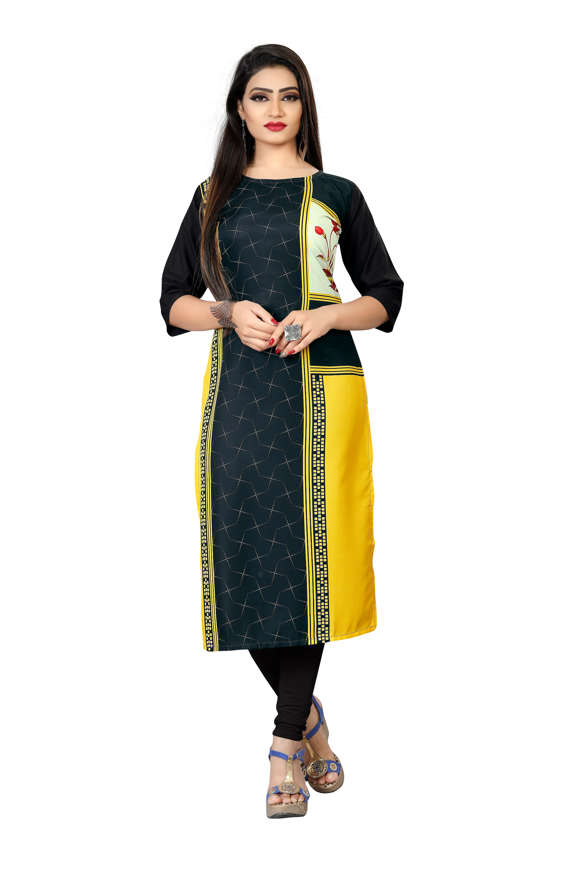 

GLOBON IMPEX Women Multi Colorblocked Straight Kurti