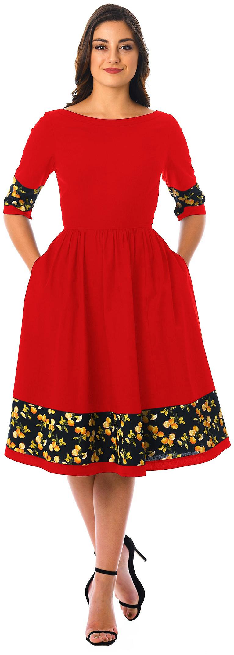 

GLOBON IMPEX Red Floral Fit flare dress