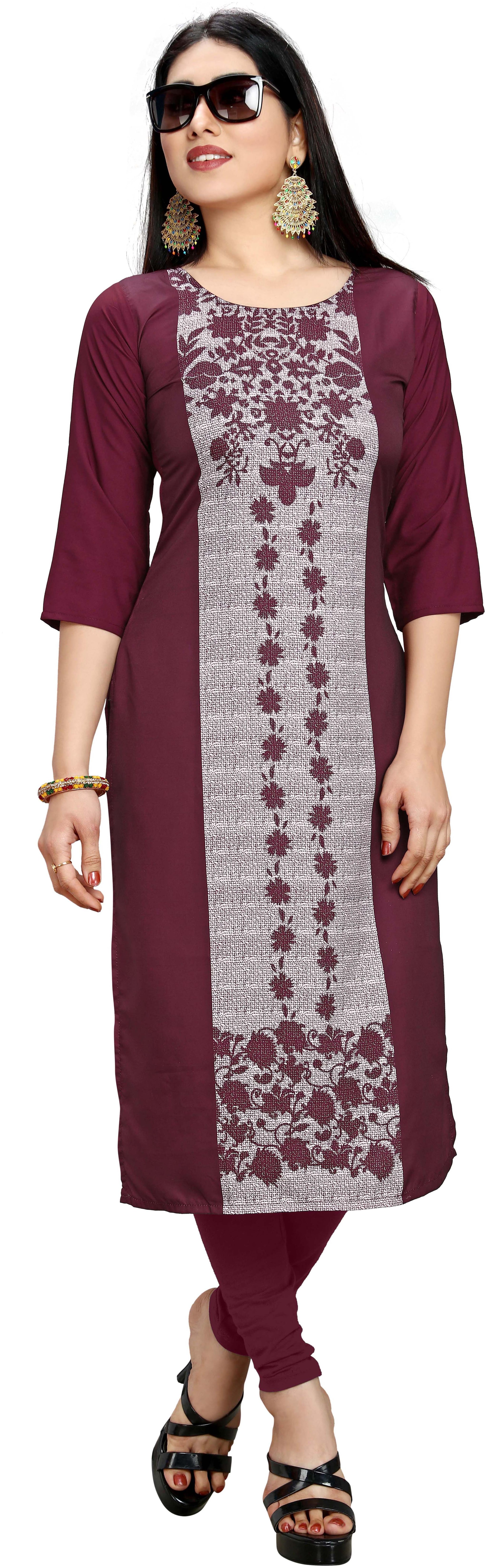 

Globon Impex Womens Stylish Crepe Straight Kurta (Maroon)
