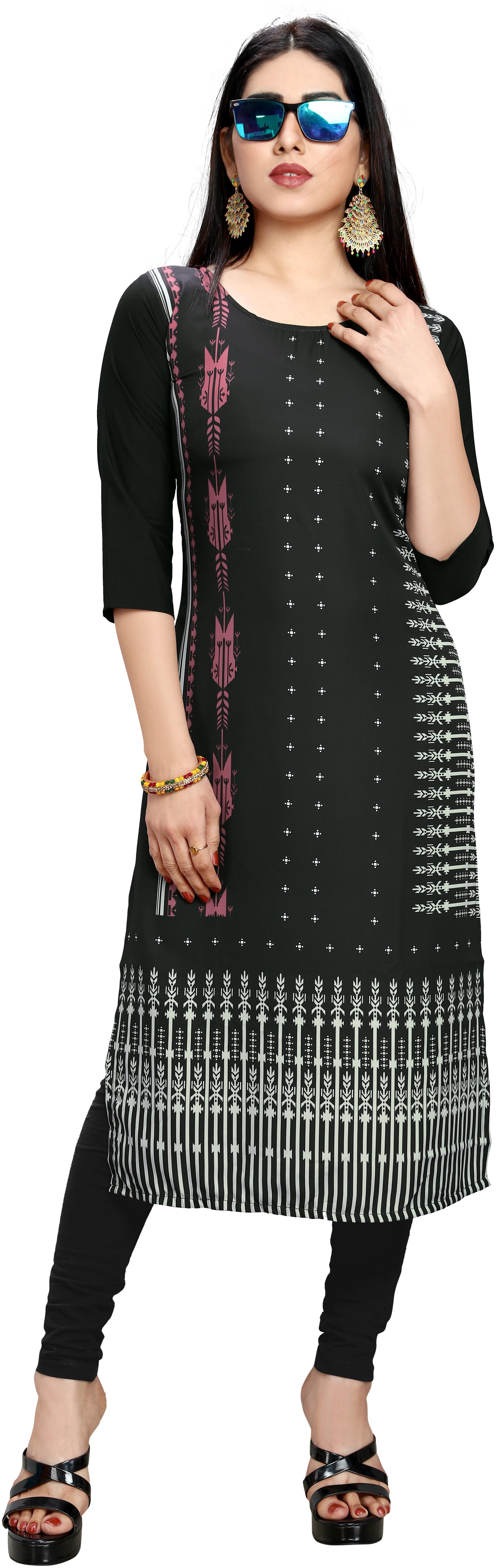 

Globon Impex Womens Stylish Crepe Straight Kurta (Black)