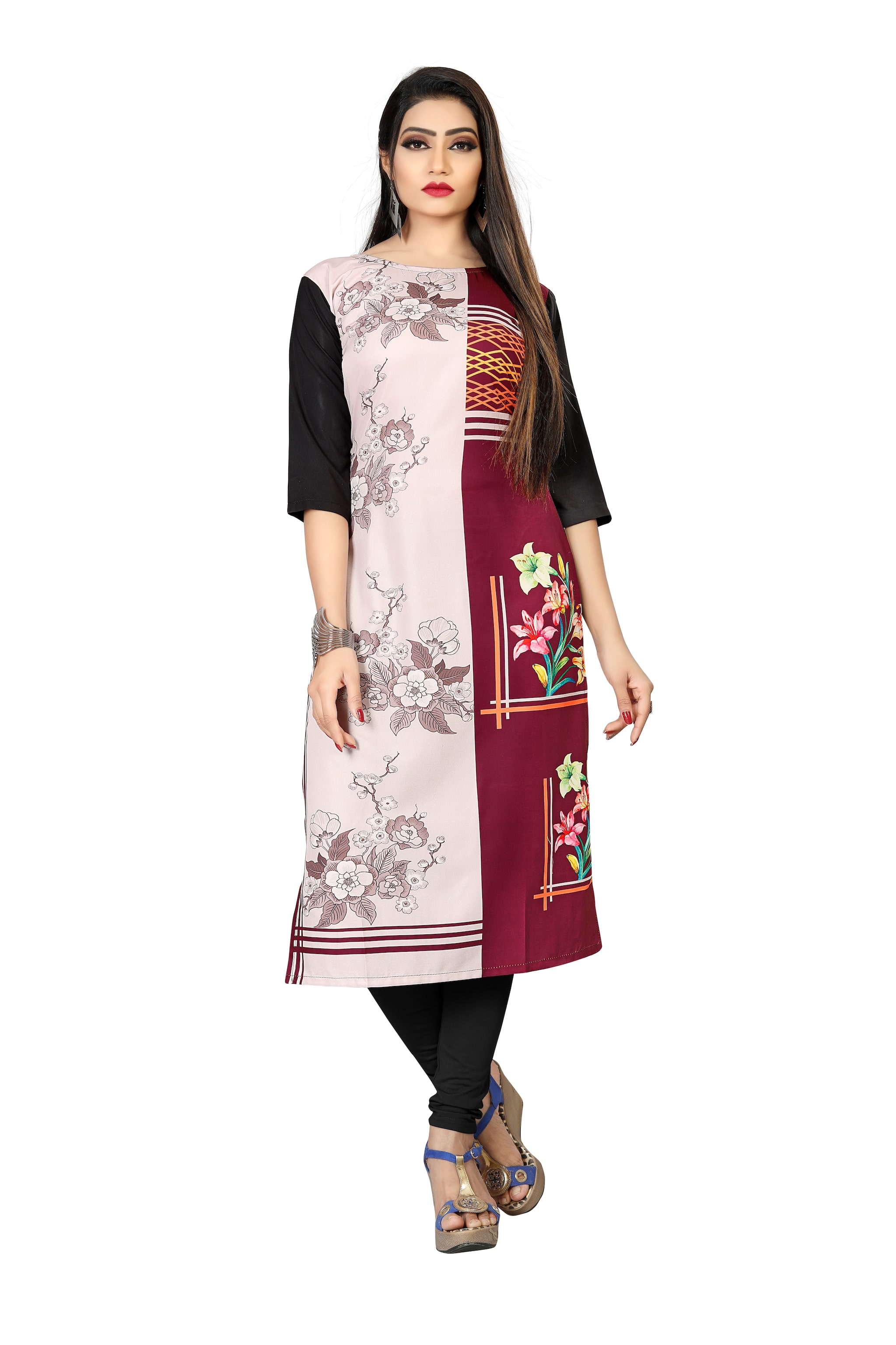 

GLOBON IMPEX Women Multi Colorblocked Straight Kurti