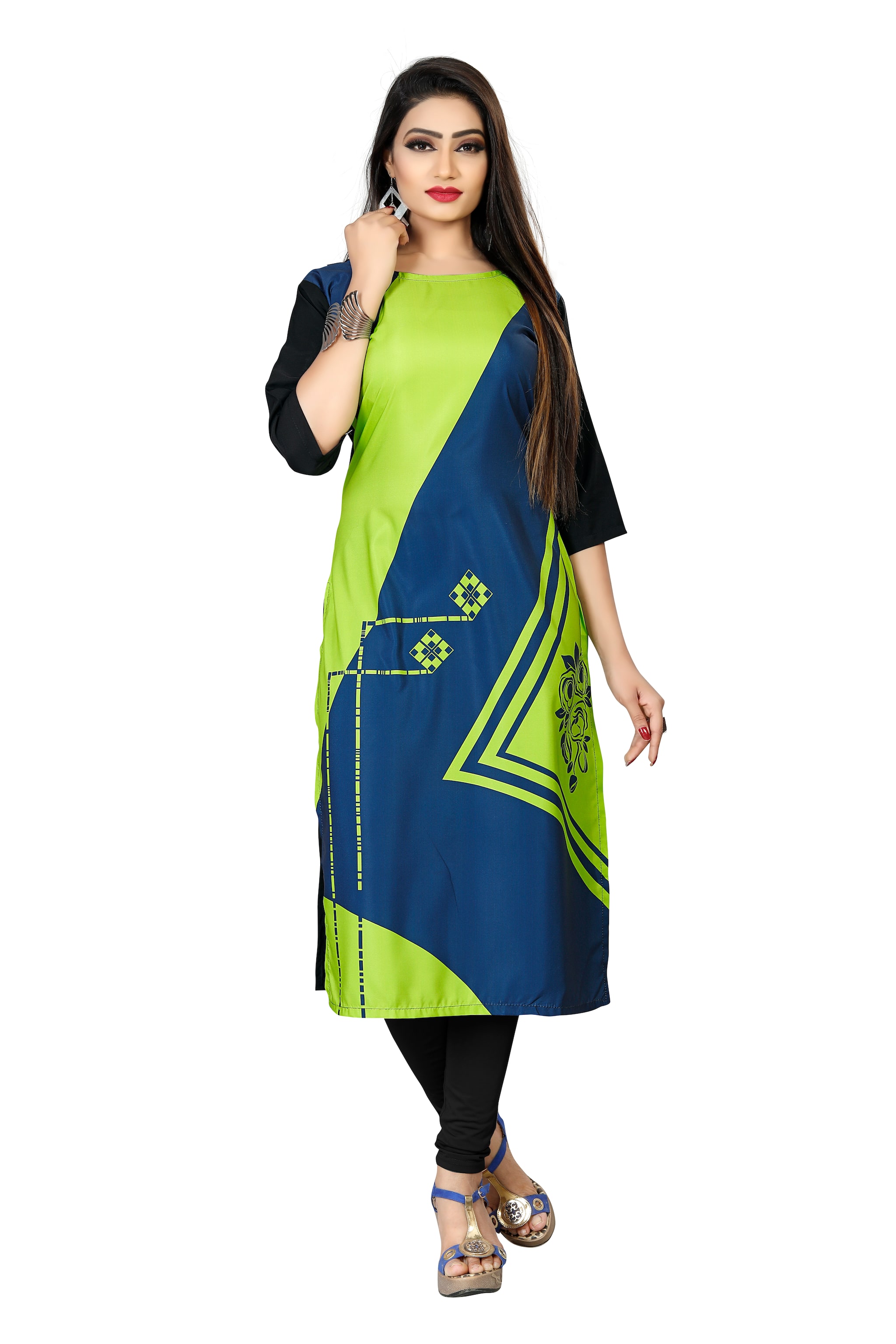

GLOBON IMPEX Women Multi Colorblocked Straight Kurti