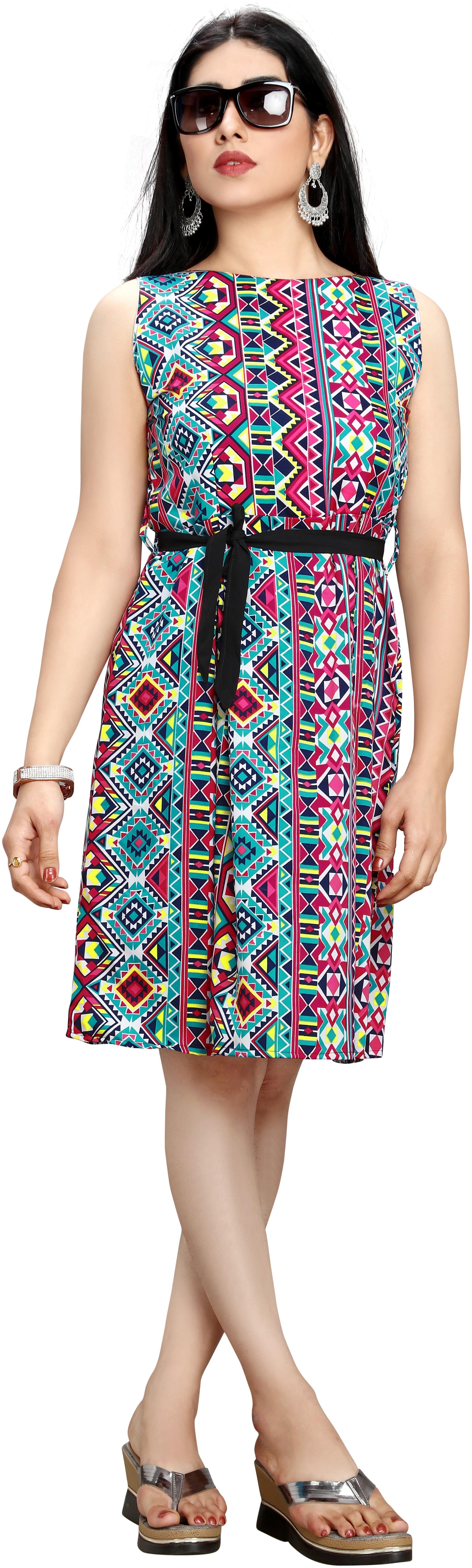 

GLOBON IMPEX Multi Printed Fit flare dress