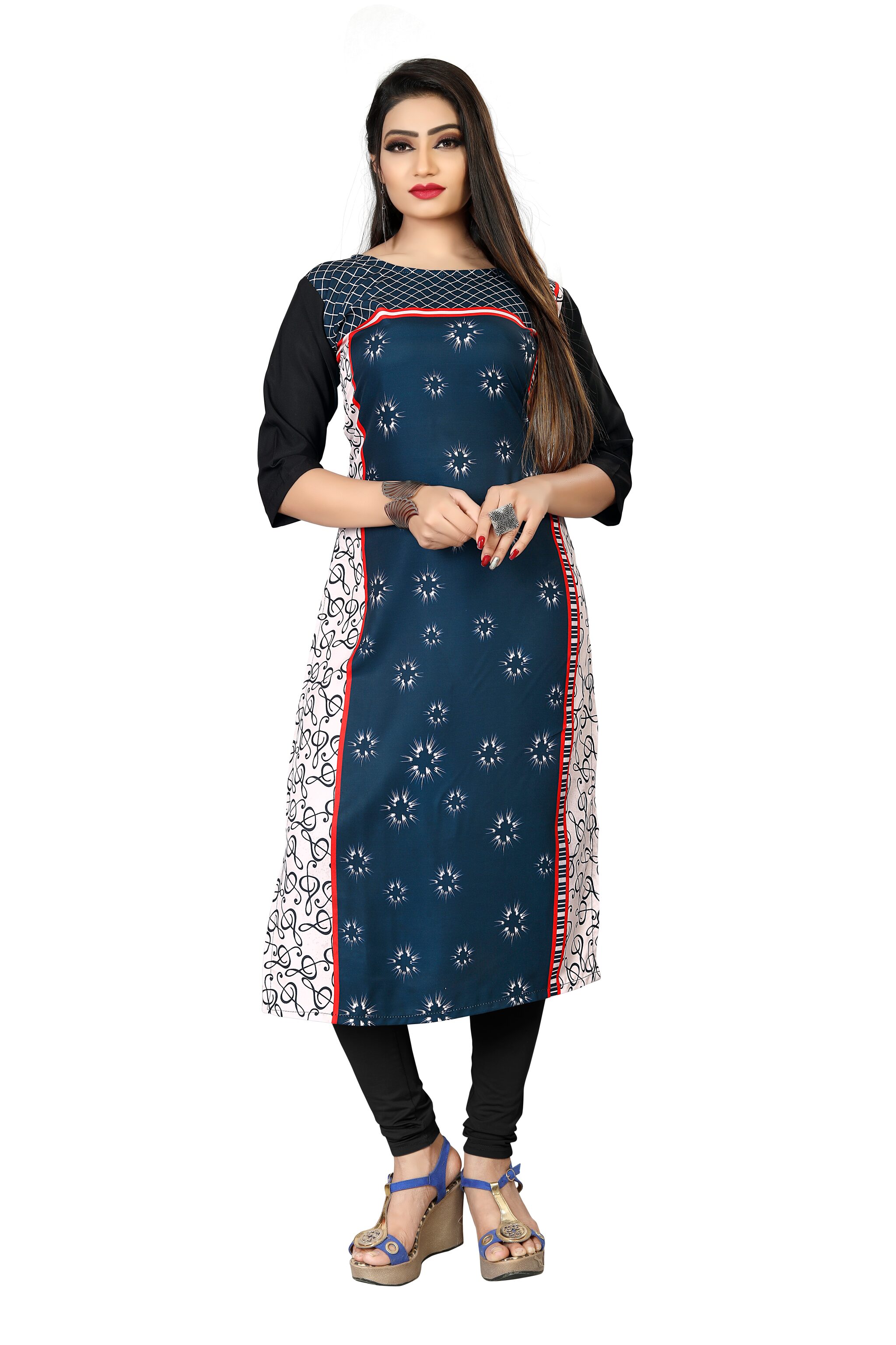 

GLOBON IMPEX Women Multi Colorblocked Straight Kurti