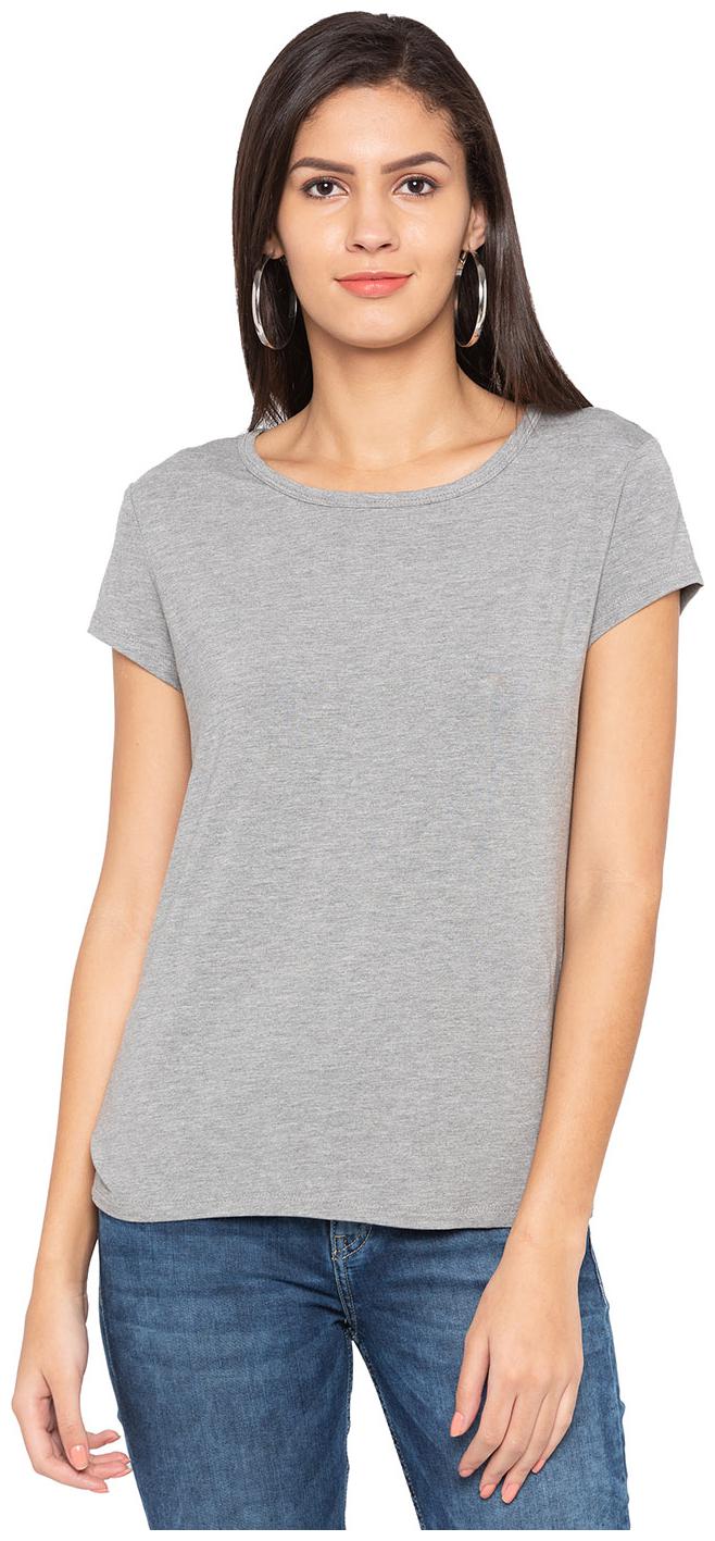 

Globus Women Grey Regular fit Round neck Viscose rayon T shirt