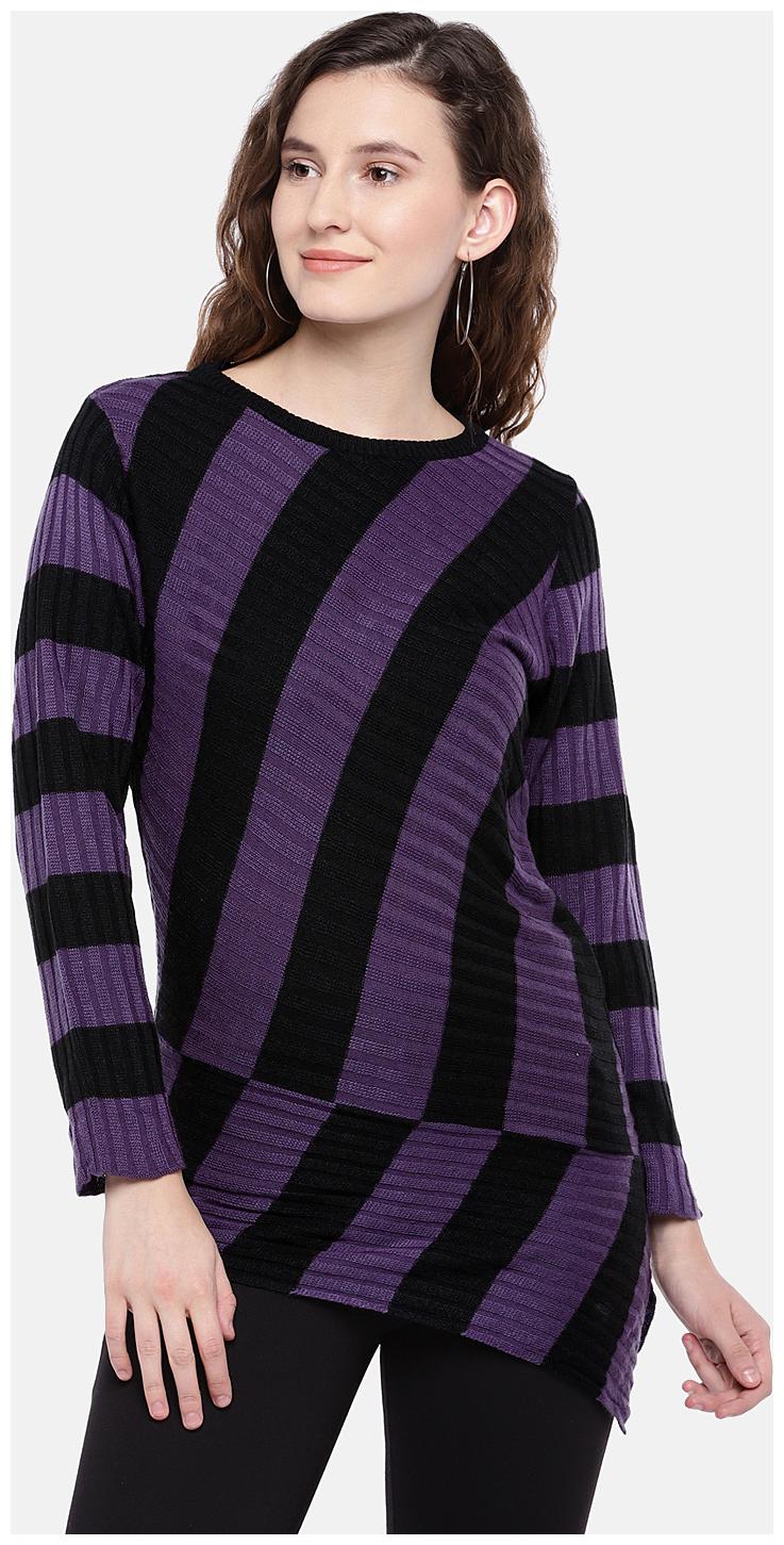 

Globus Women Striped Regular top - Purple Black