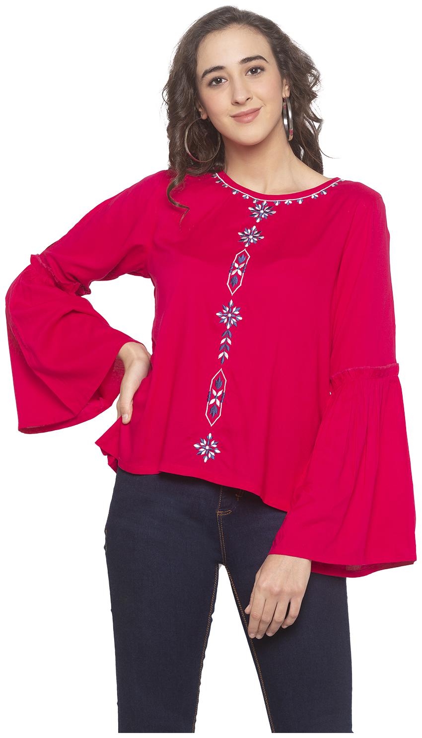 

Globus Women Embroidered Regular top - Pink