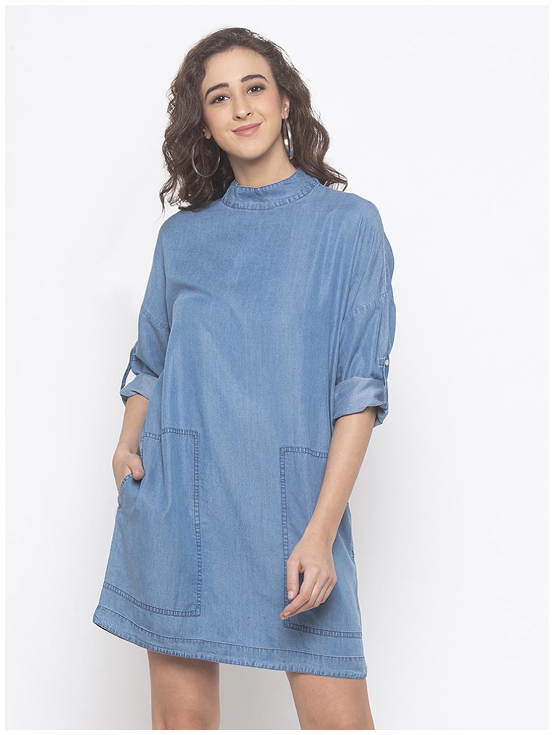 

Globus Blue Solid Shirt dress