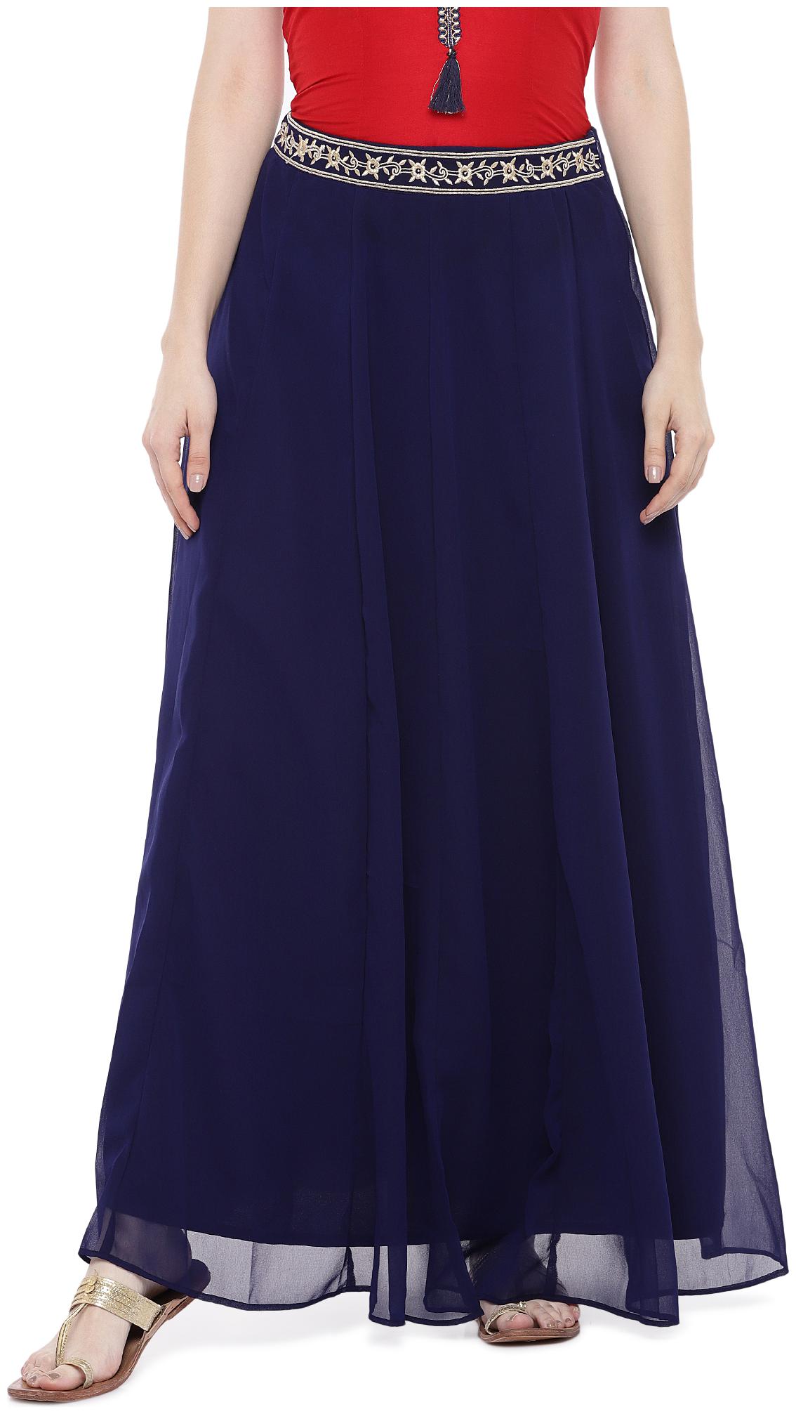 

Globus Solid Flared skirt Maxi Skirt - Blue