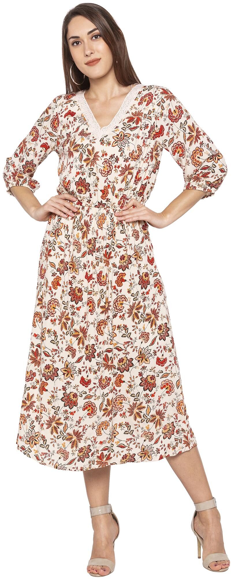 

Globus Beige Printed Blouson dress