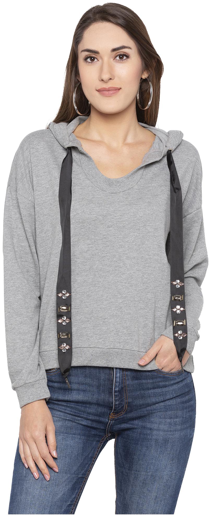 

Globus Women Solid Sweatshirt - Grey