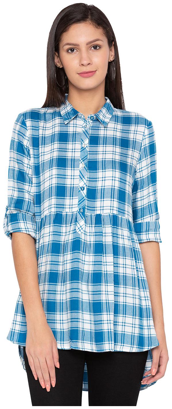 

Globus Women Blue Checked Regular Fit Shirt
