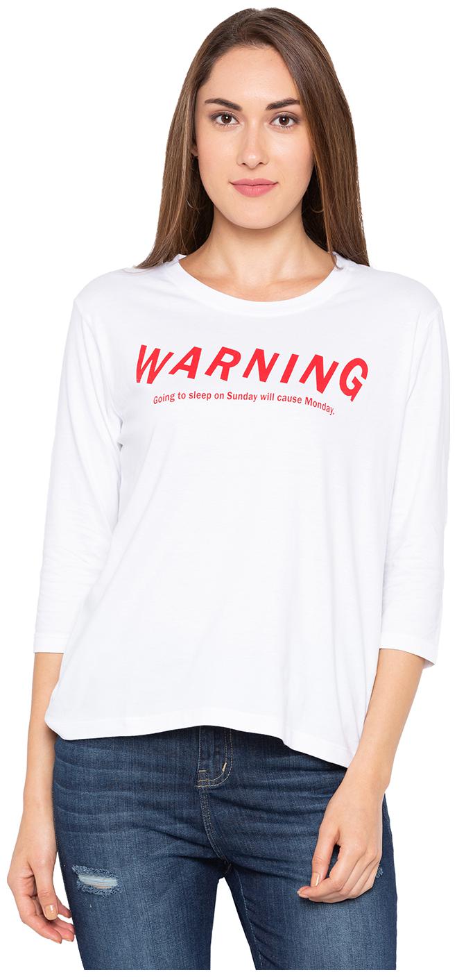 

Globus Women White Regular fit Round neck Cotton T shirt
