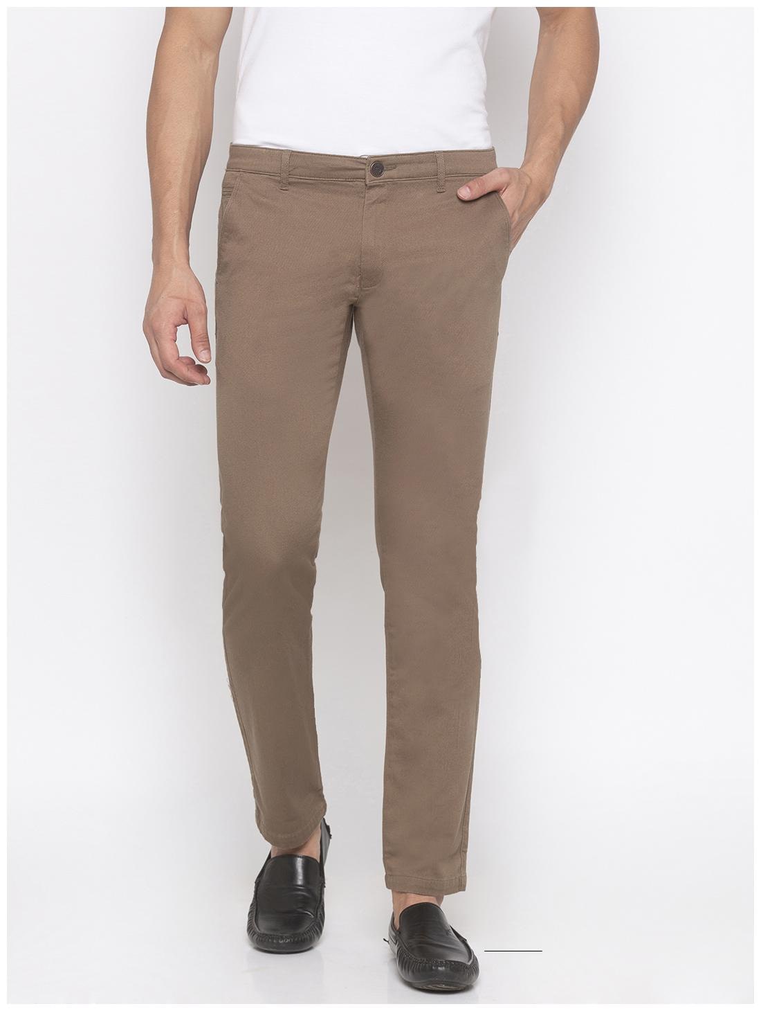 

Globus Men Brown Solid Slim fit Regular trousers
