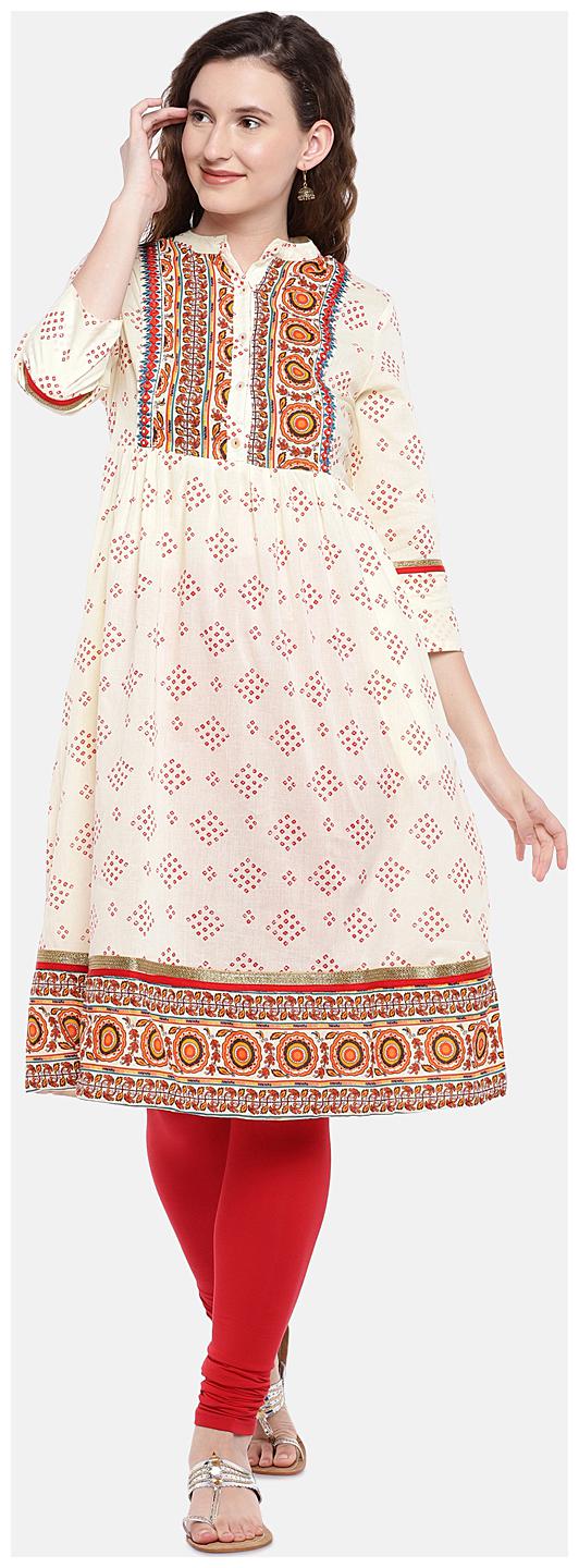

Globus Cotton Printed Women Kurta - Beige