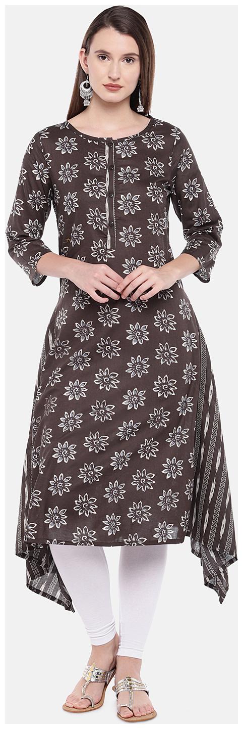 

Globus Cotton Printed Women Kurta - Brown
