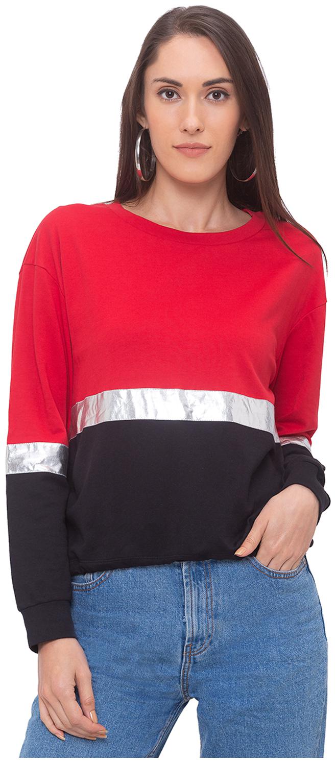 

Globus Women Colourblocked Sweatshirt - Red Black