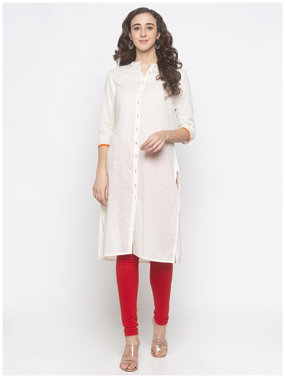 

Globus Women White Embroidered Straight Kurta