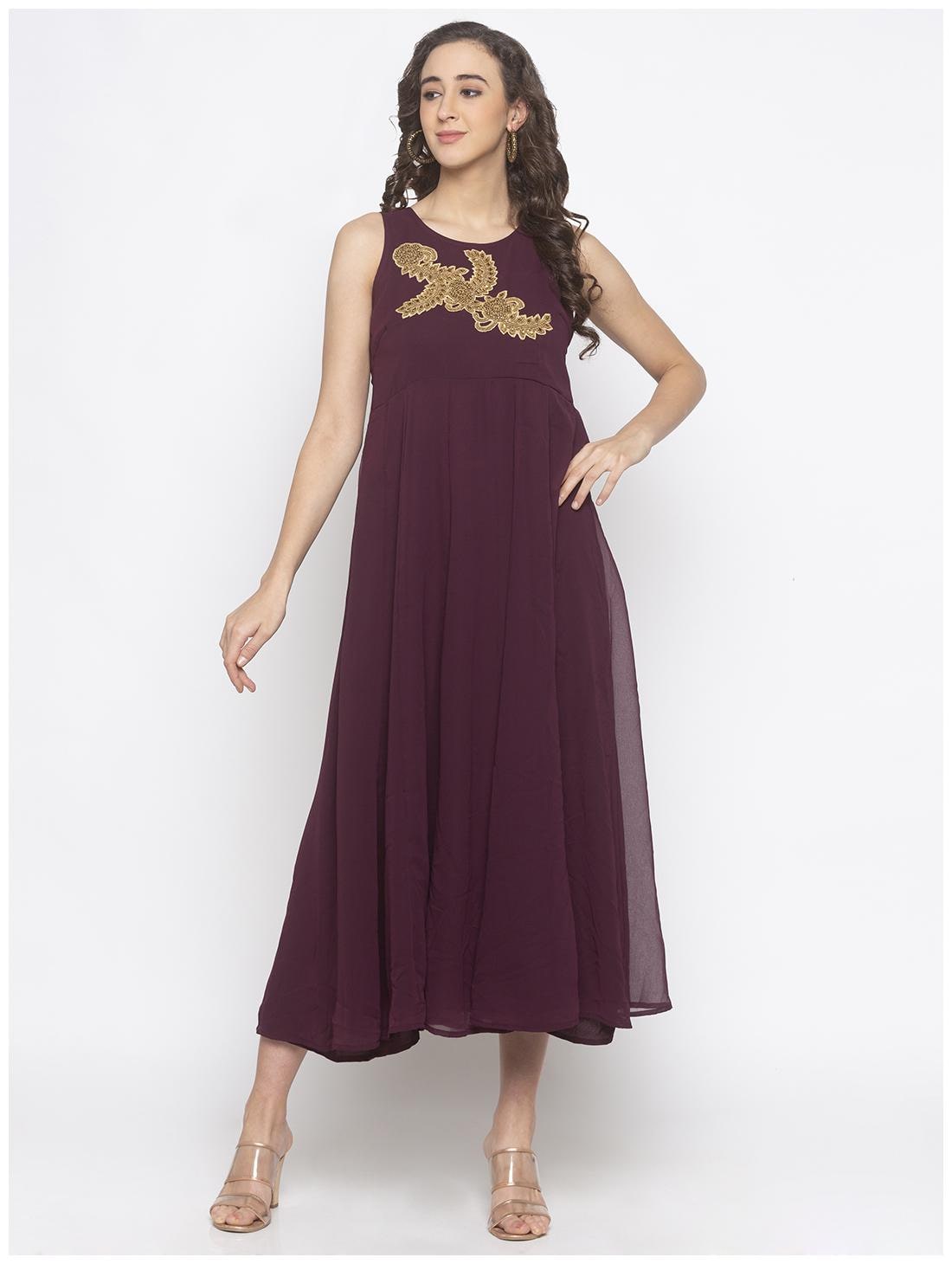 

Globus Purple Embellished Fit flare dress