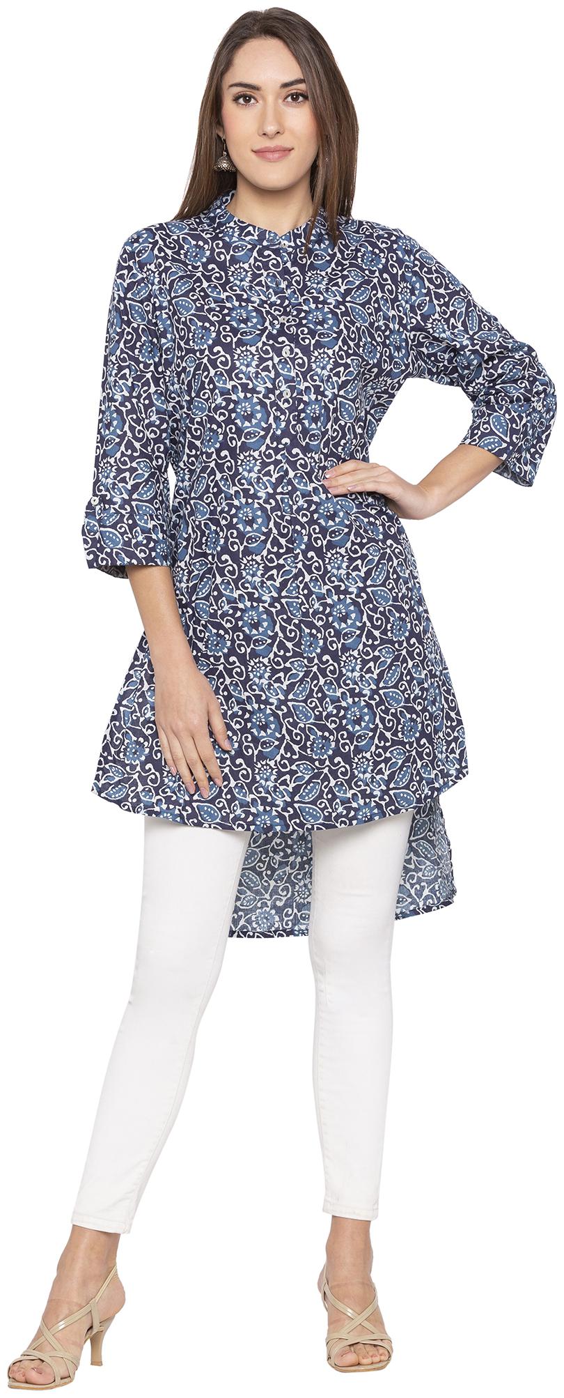 

Globus Cotton Printed Kurta Blue
