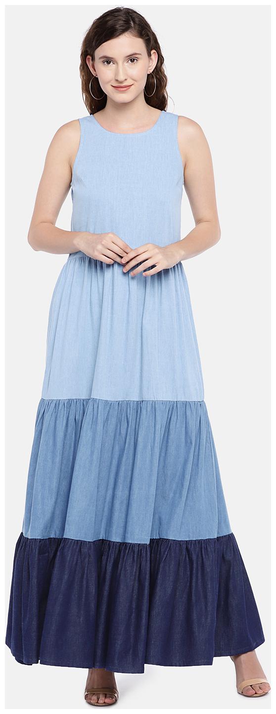 

Globus Blue Colorblocked A-line dress