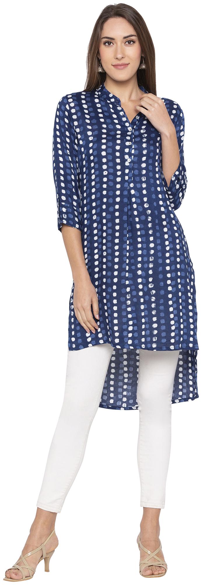 

Globus Women Blue Printed Straight Kurta