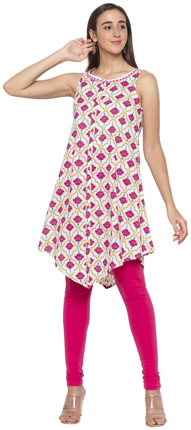 

Globus Cotton Floral White Color Kurta For Women