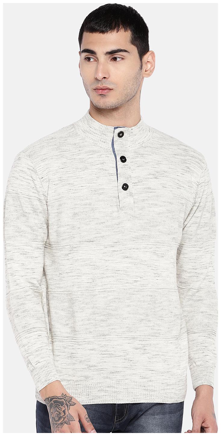 

Globus Men White Henley neck Pullover