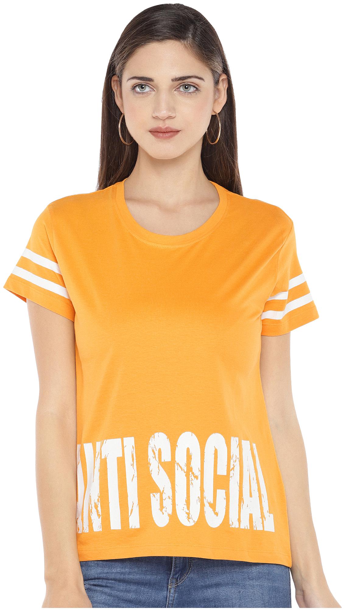

Globus Women Mustard Regular fit Round neck Cotton T shirt