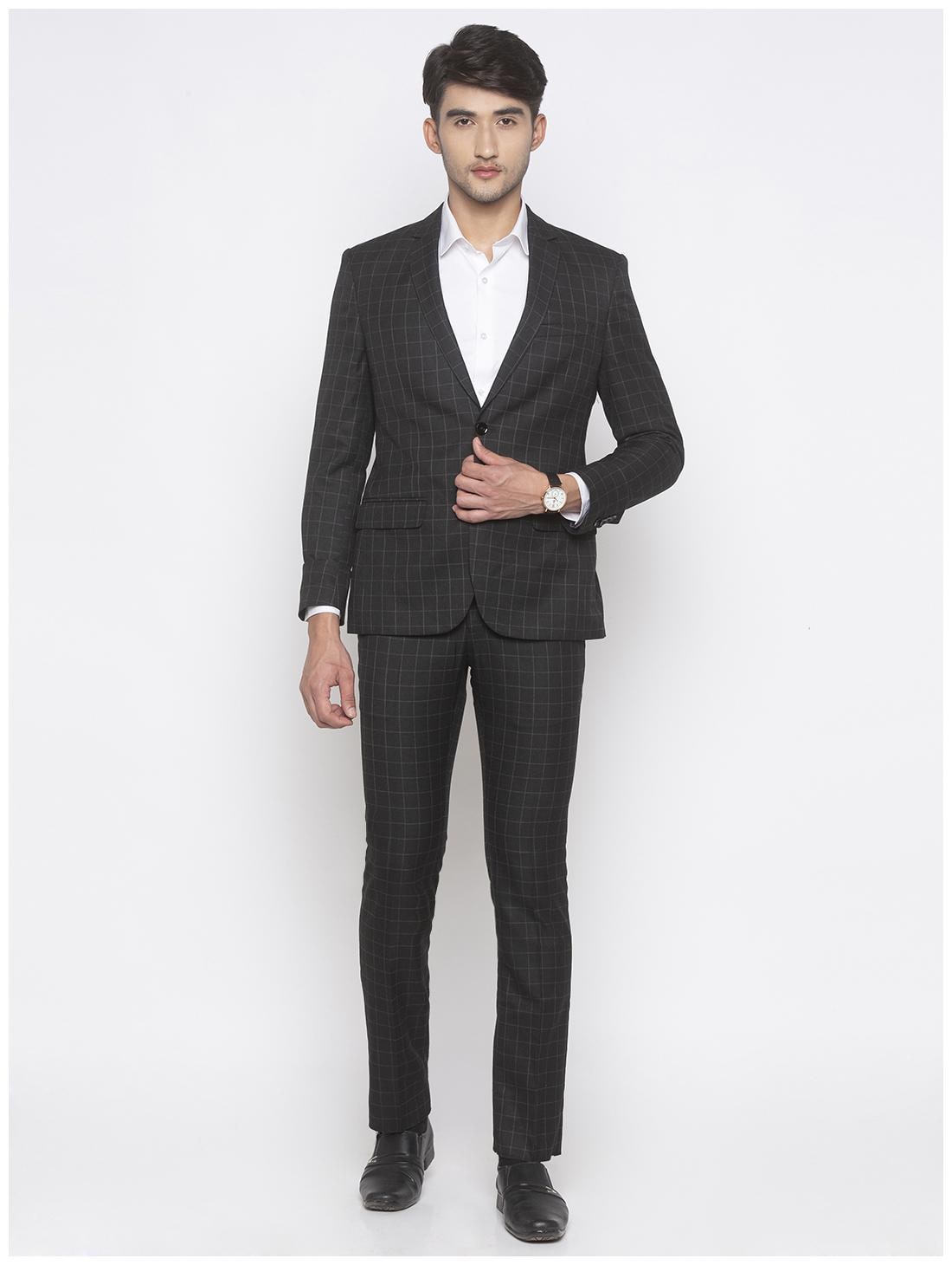 

Globus Men Black Checked Regular fit Single Breasted Blazer