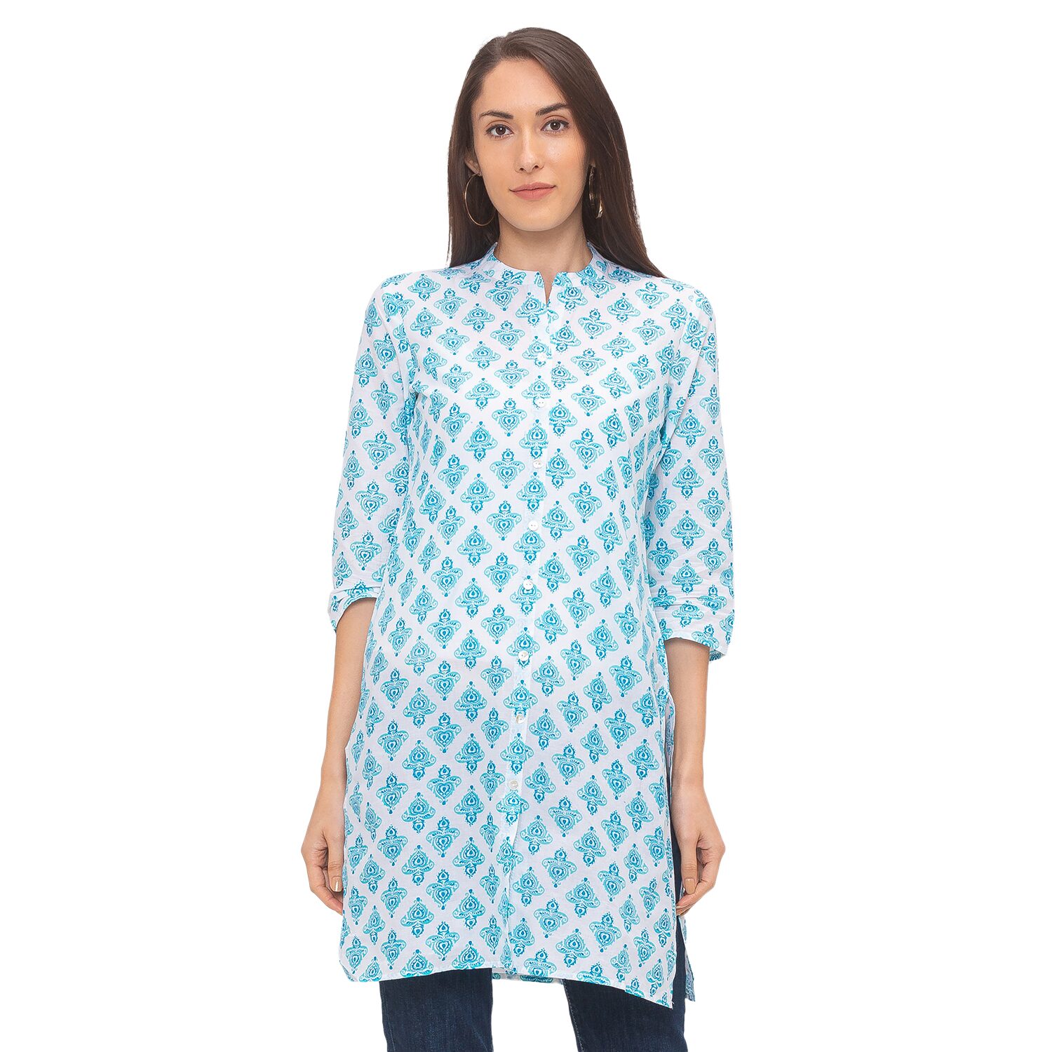 

Globus Women Blue Printed Straight Kurta