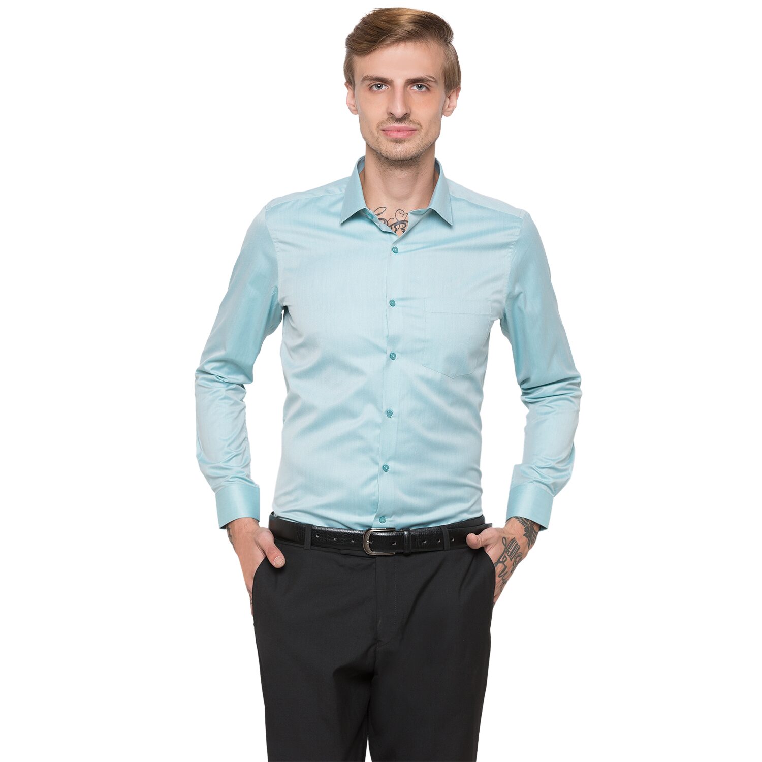 

Globus Men Blue Solid Regular Fit Casual Shirt